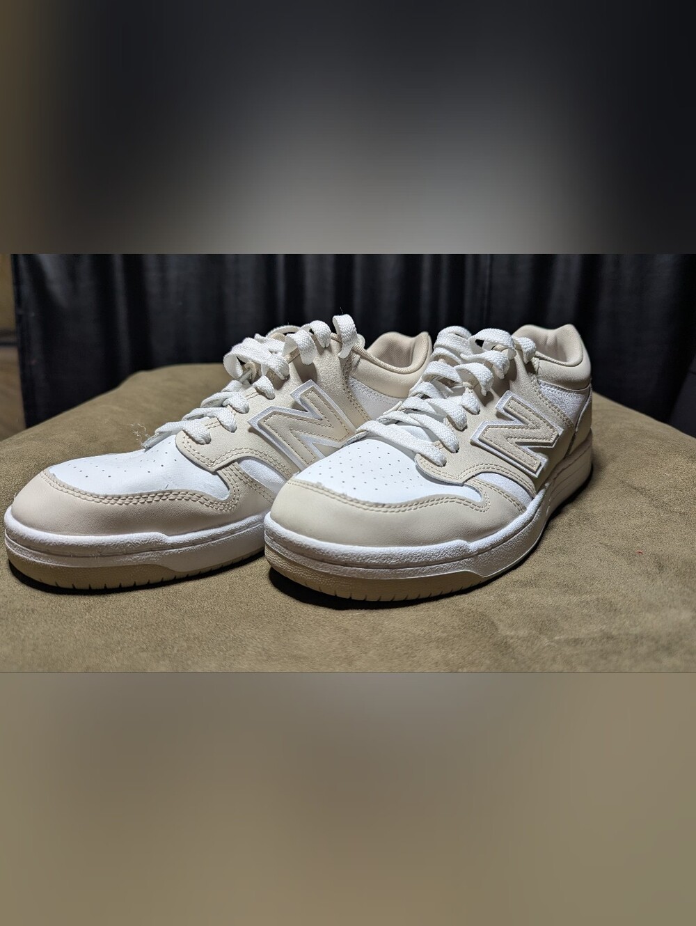 New Balance 480 Retro Court Sneakers - Beige / White - Men’s 8.5 (EUC)